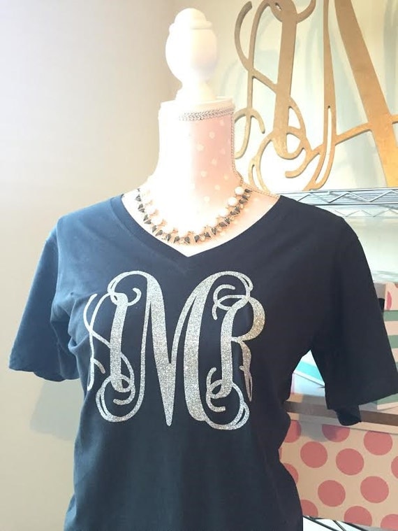 Ladies V Neck Monogrammed T Shirt Monogrammed By Annmonograms