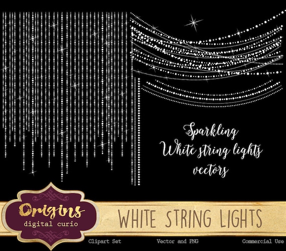 White String Lights - Sparkling Digital Overlay PNG and Vector Fairy Lights, Christmas Wedding ...