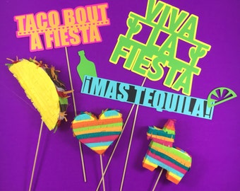 Mexican Fiesta Wedding Photo Booth Props, Fiesta Party Prop, Photo Booth, Cinco de Mayo, Piñatas, Decorations, Bachelorette, Set of 6 Props