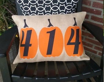 Fall Autumn Outdoor Burlap Pumpkin Address Pillow