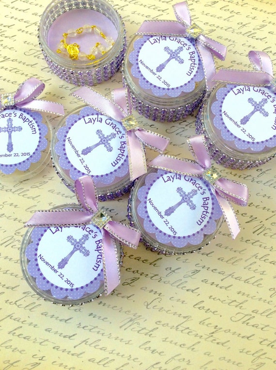 12 baptism favors boxes with mini rosaries girl Baptism