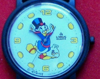 Disney Scrooge McScrooge Watch! By Lorus! Coins Mark the Numbers On the Dial! New!