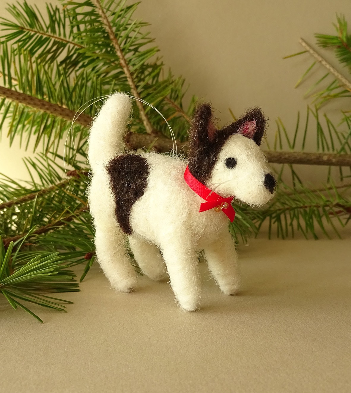 Felt Dog Needle Felted Dog Dog Ornament by LuckJudgementGifts