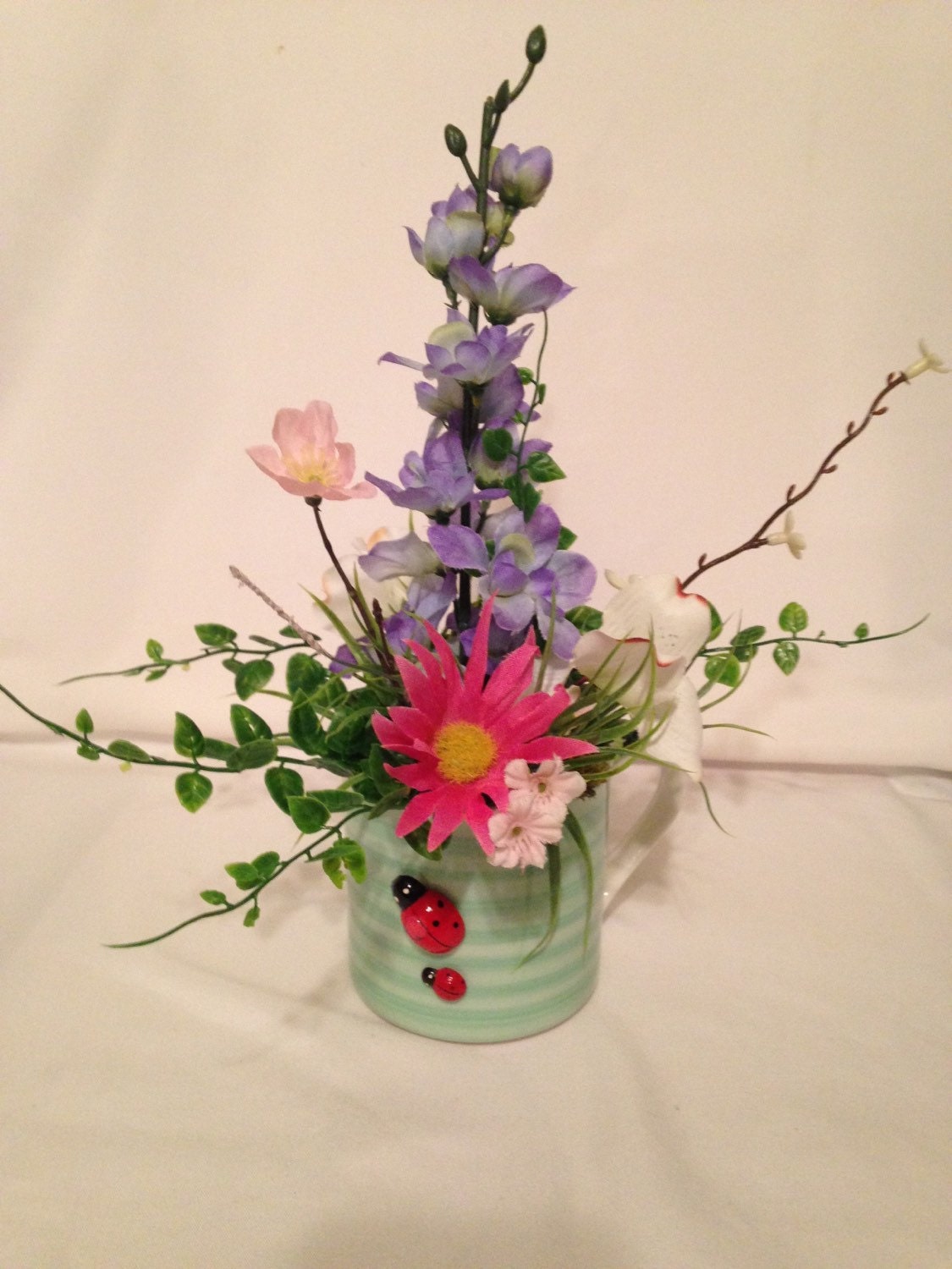 Flower Arrangement Mug Centerpiece Spring in a Cup by DubinskiArt