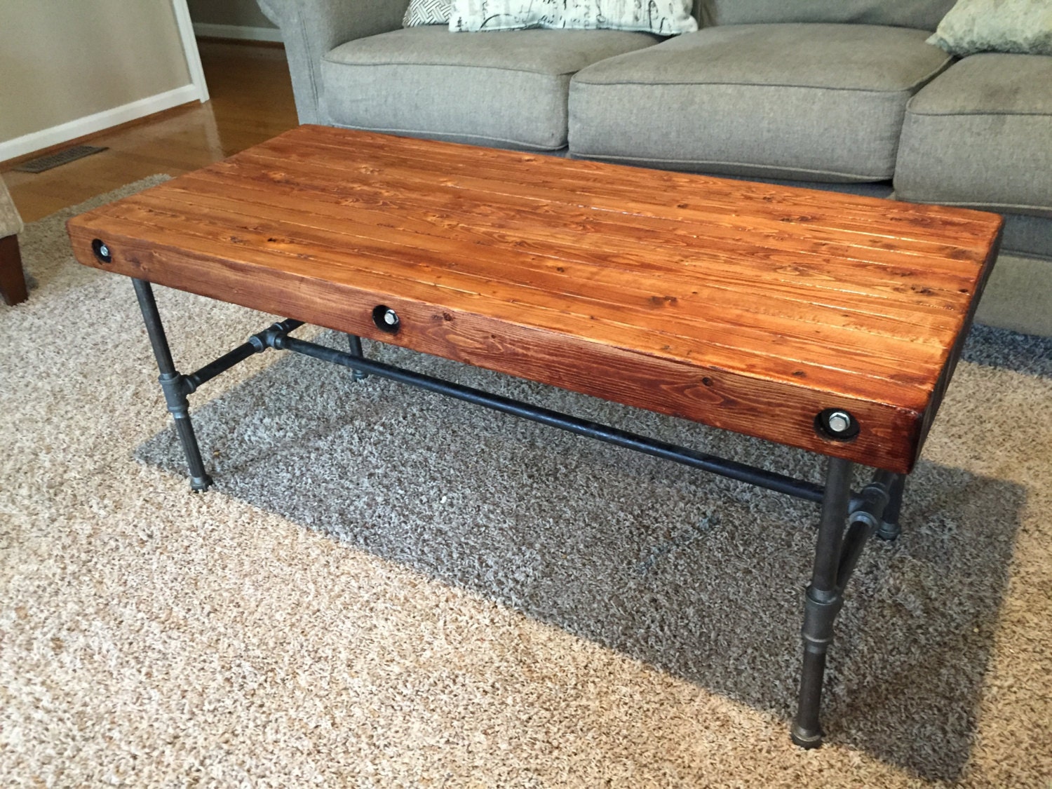 Rustic Industrial Coffee Table Iron and Wood