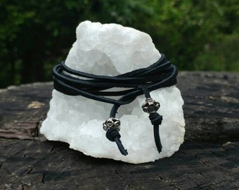 Leather Wrap Necklace // Black Suede Wrap Necklace // Suede Tie Necklace // Leather Lariat Neck Wrap