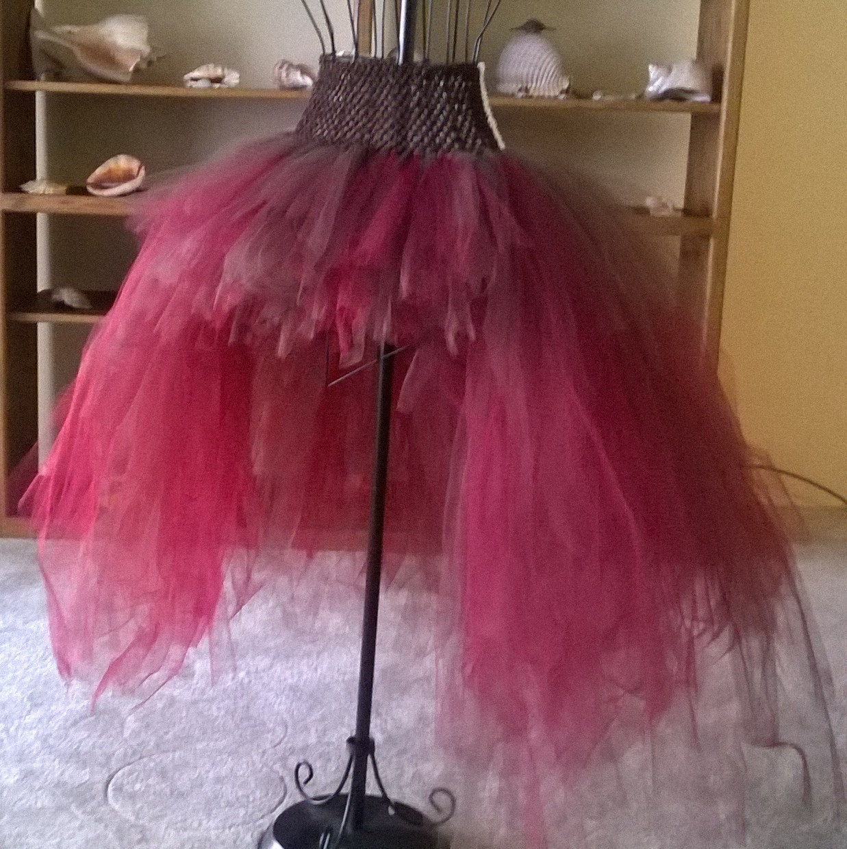 Wine and brown layered bustle tulle skirt tulle bustle