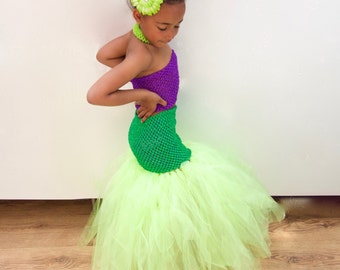 Disney Little Mermaid Tutu Dress inspired Girl's Costume Party dress age 3 yrs up to 10 yrs old