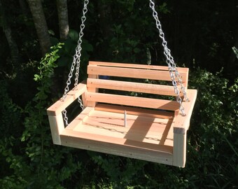 Handmade cedar squirrel feeder swing w/ corn holder