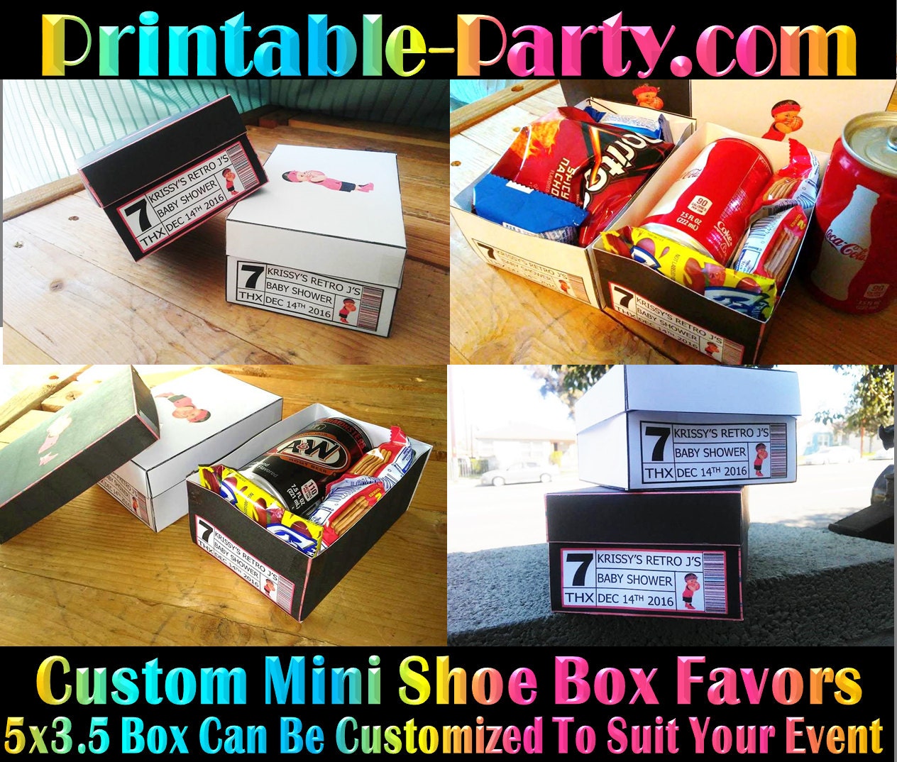 Printable Custom Mini Shoe Box Custom Favor Boxes