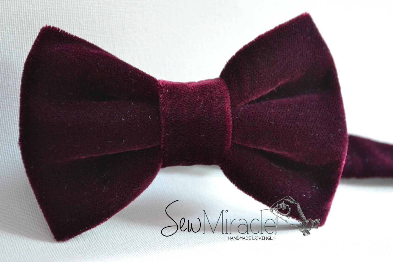 Velvet Bow tie Wine colour All sizes Baby bow tie by SewMiracle