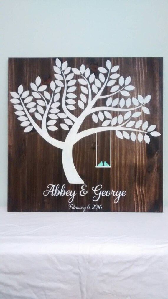 Real wood. Wedding Guest Book Tree. Custom by RusticityGoods