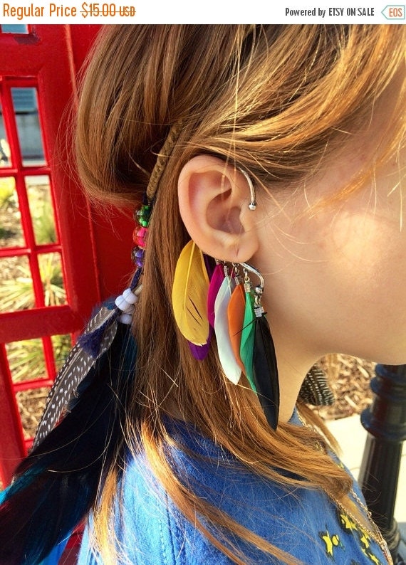 Coachella Festival Feather ear cuff bohemian by enchantedheadwear