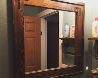 Rustic Wood Framed Mirror