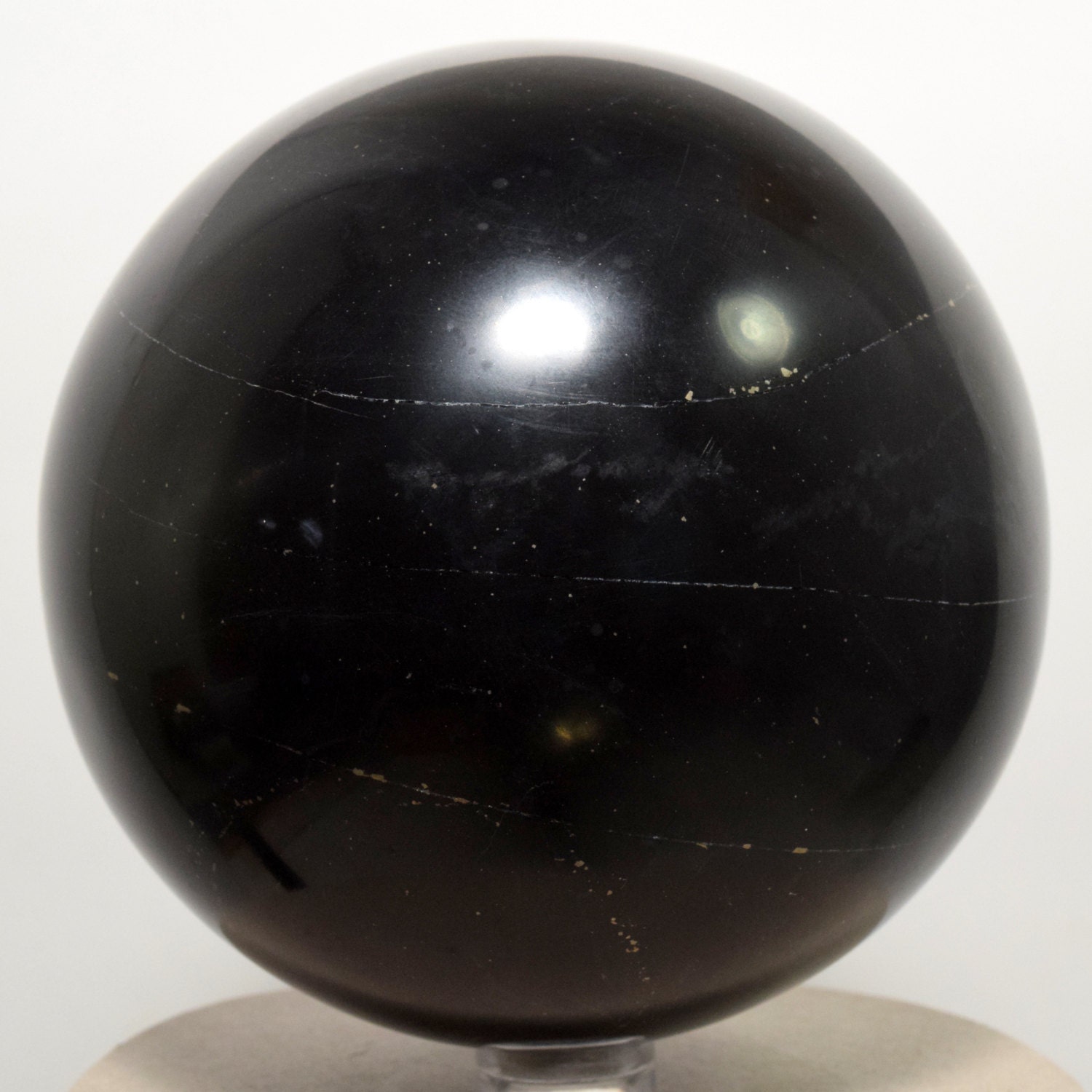 Large 3.4 Natural Black Onyx Sphere Polished Chalcedony by HQRP