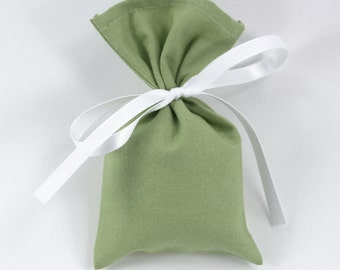 EMPTY potpourri bag, green sachet, cotton fabric sachet, party favor bag, country sachet, wedding shower favors, small gift bag, size 3x5