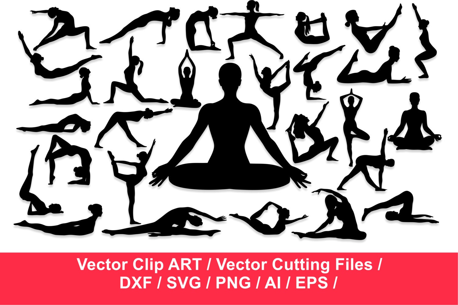 Yoga Silhouettes / Workout Silhouette / Exercise Silhouettes