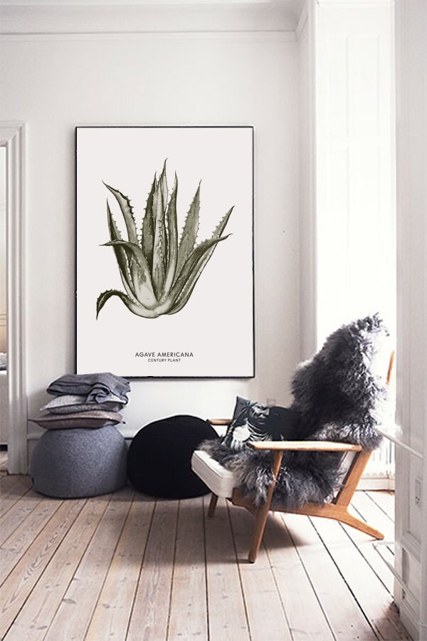 Large Agave Poster PRINTABLE FILE. Oversized by ILKADesign