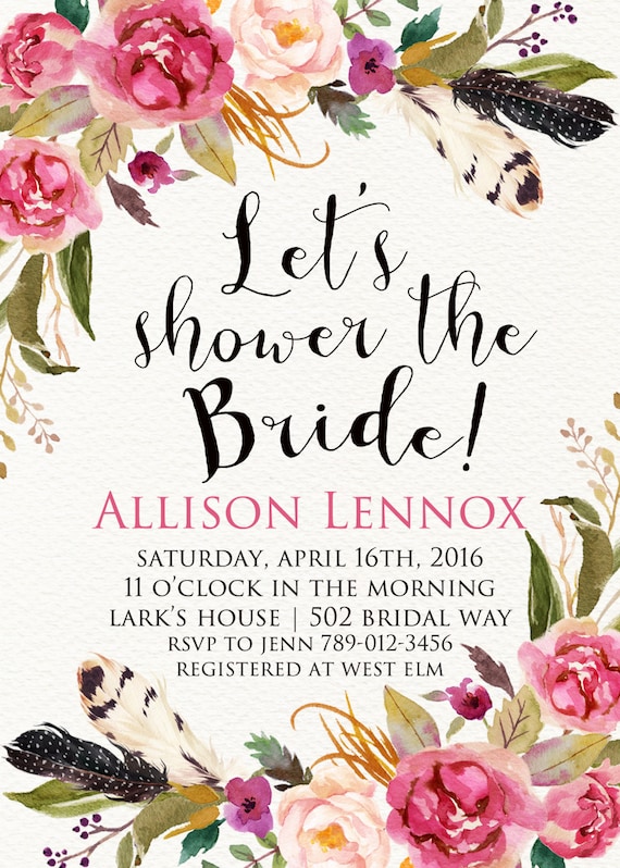 Boho Chic Bridal Shower Invitation Printable by