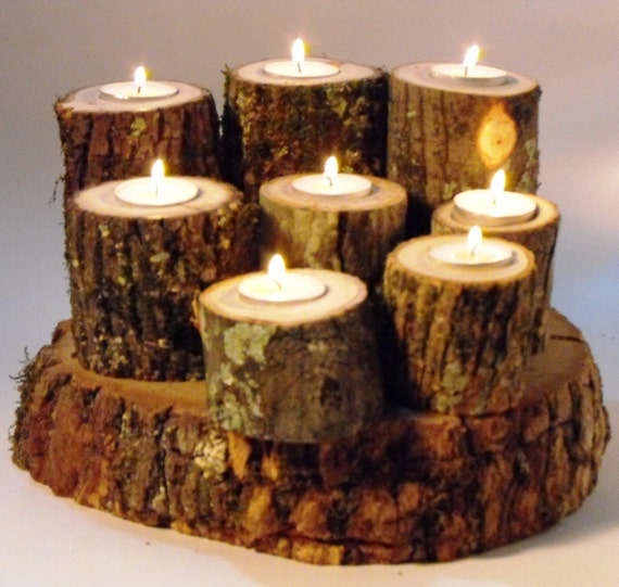 60 Rustic Tree Branch Candle Holders Wood by OzarkCraftWood