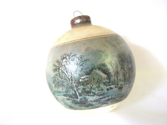 vintage 1975 currier and ives christmas ornament large usa vintage 1975 currier and ives christmas ornament large usa