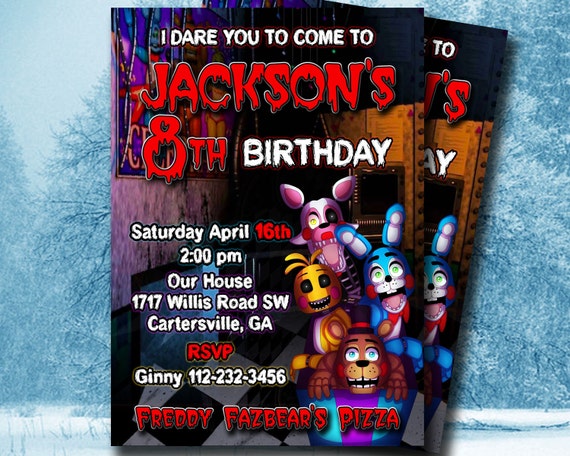 Five Nights at Freddy's Invitation-5 nights at by OKinvitations