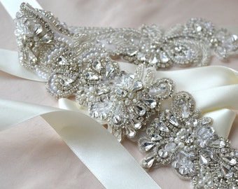 Vintage Bridal Sash, Bridal Belt,Wedding Dress Sash, - Tempest Sash