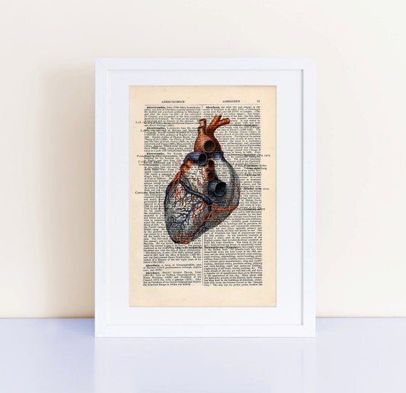 Items Similar To Anatomical Heart On A Vintage Encyclopedia Page Unframed Home Decor Wall