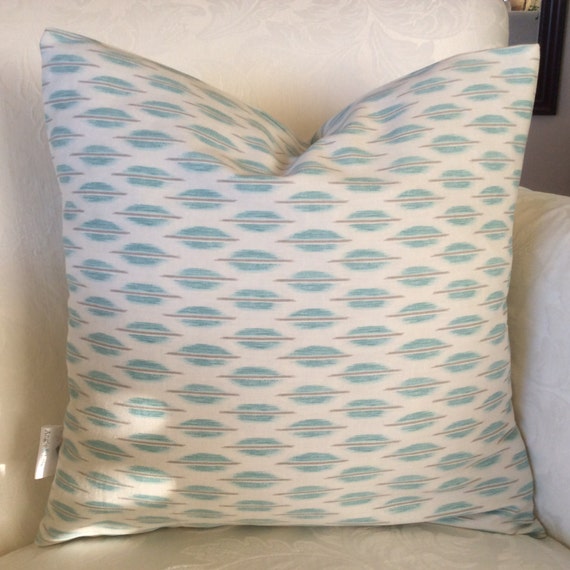 16x16 Teal Pillow Cover White Trellis Pillow Blue Nursery