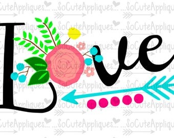 SVG, DXF, EPS Cut file Love shabby floral svg, country saying svg, cowgirl country Svg, rustic Svg, socuteappliques, silhouette cut file