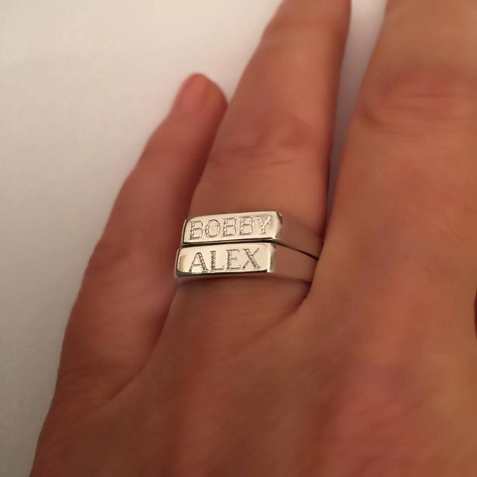 Stacking ring Personalized Engraved Ring men/women by Limajewelry