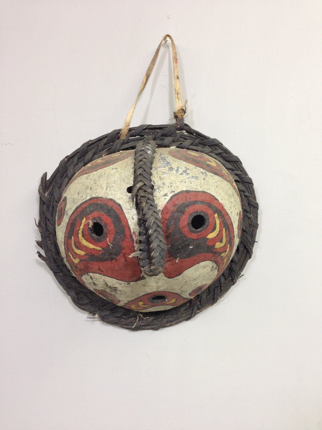 Mask Papua New Guinea Coconut Shell Mask Painted Handmade
