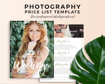 Photography Price List Template - Wedding Photography Pricing Guide - Wedding Photography Price Sheet - Photoshop Template - PL0001