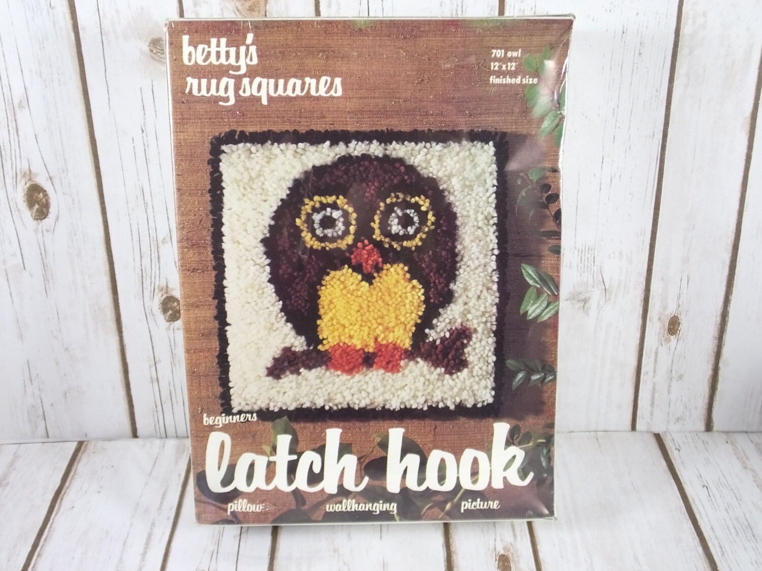 Vintage Latch Hook Owl Kit 1978 Betty's Rug Squares