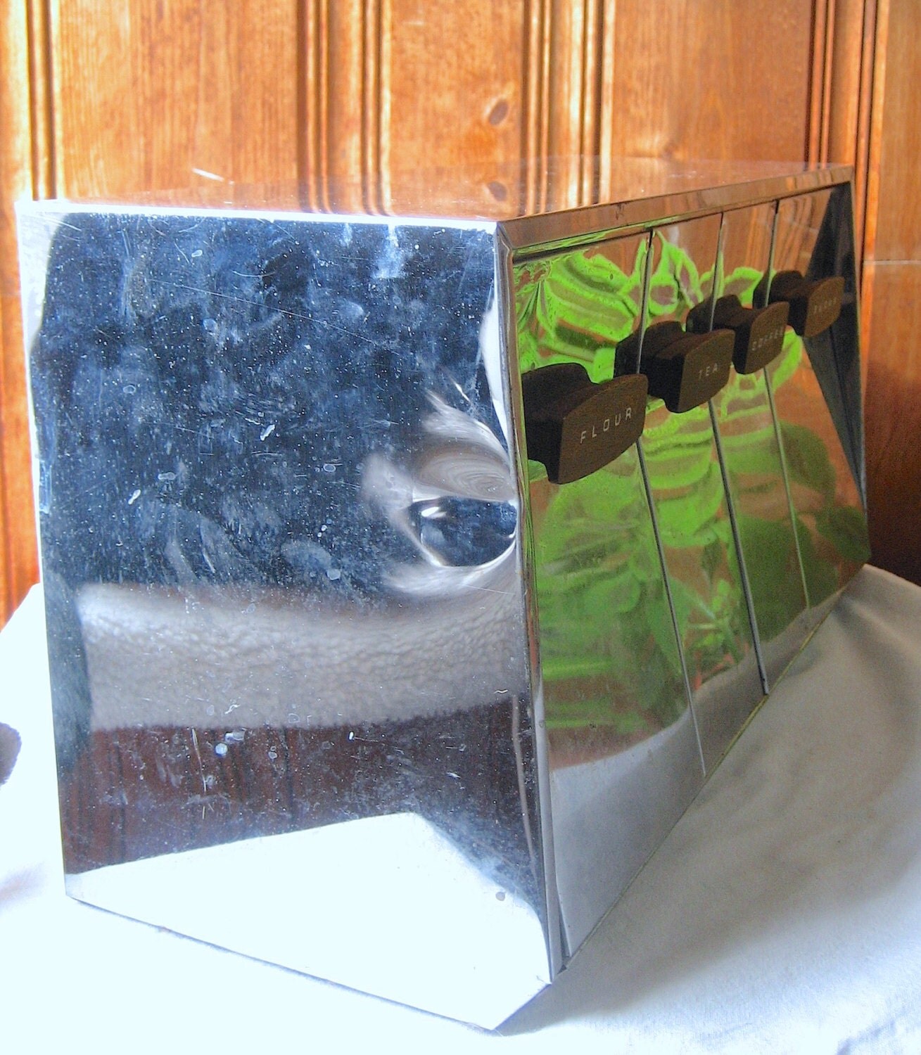 Metal Dry Goods Storage Unit Bins Vintage Chrome Wall Mount