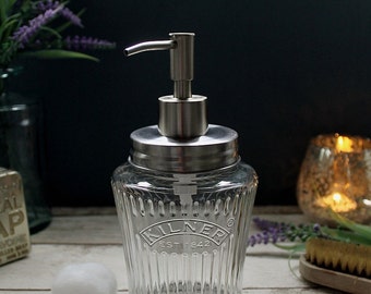 Vintage Kilner Mason Jar Soap Dispenser with Stainless Steel Lid and Pump - *UK SELLER*
