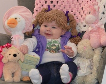 CABBAGE PATCH hat - cabbage patch kid inspired hat - crochet cabbage patch kid hat - crochet cabbage patch