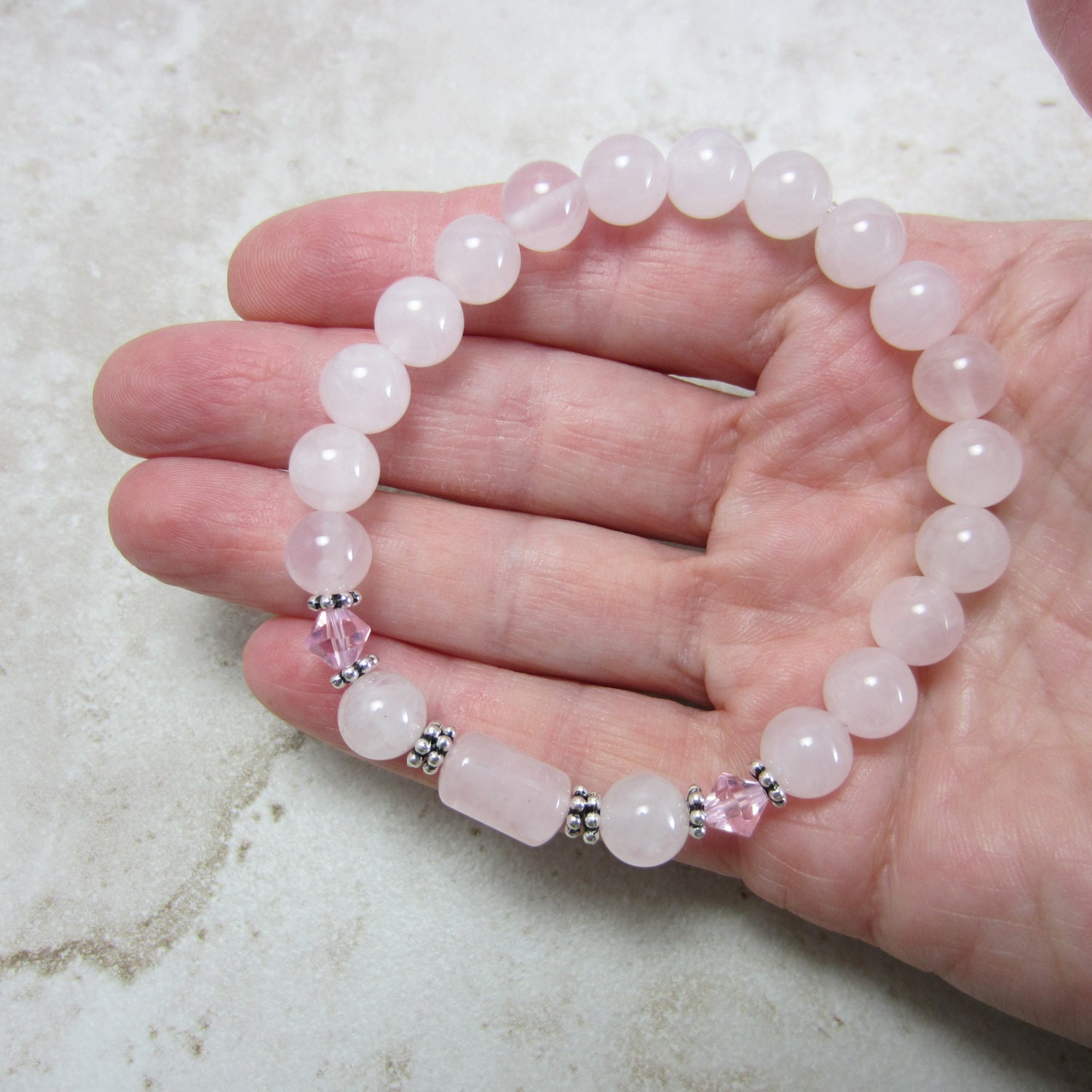 Light pink stretch bracelet Pink gemstone bracelet by studio1227