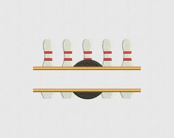Split Bowling Machine Embroidery Design - 2 Sizes