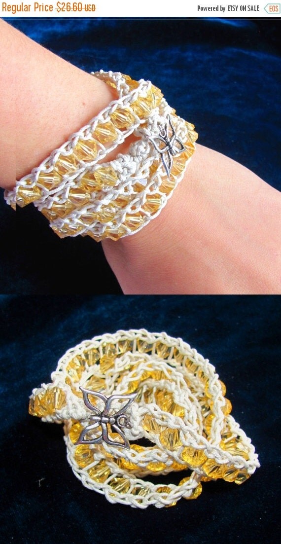 ON SALE Handmade woven & braided bracelets, crochet white bracelet