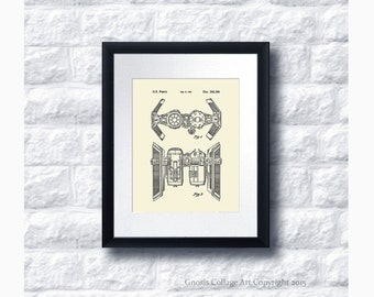 Tie Bomber Star Wars Patent Art Print Star Wars Sci-Fi Movie, Star Wars Home Decor Star Wars Print #12