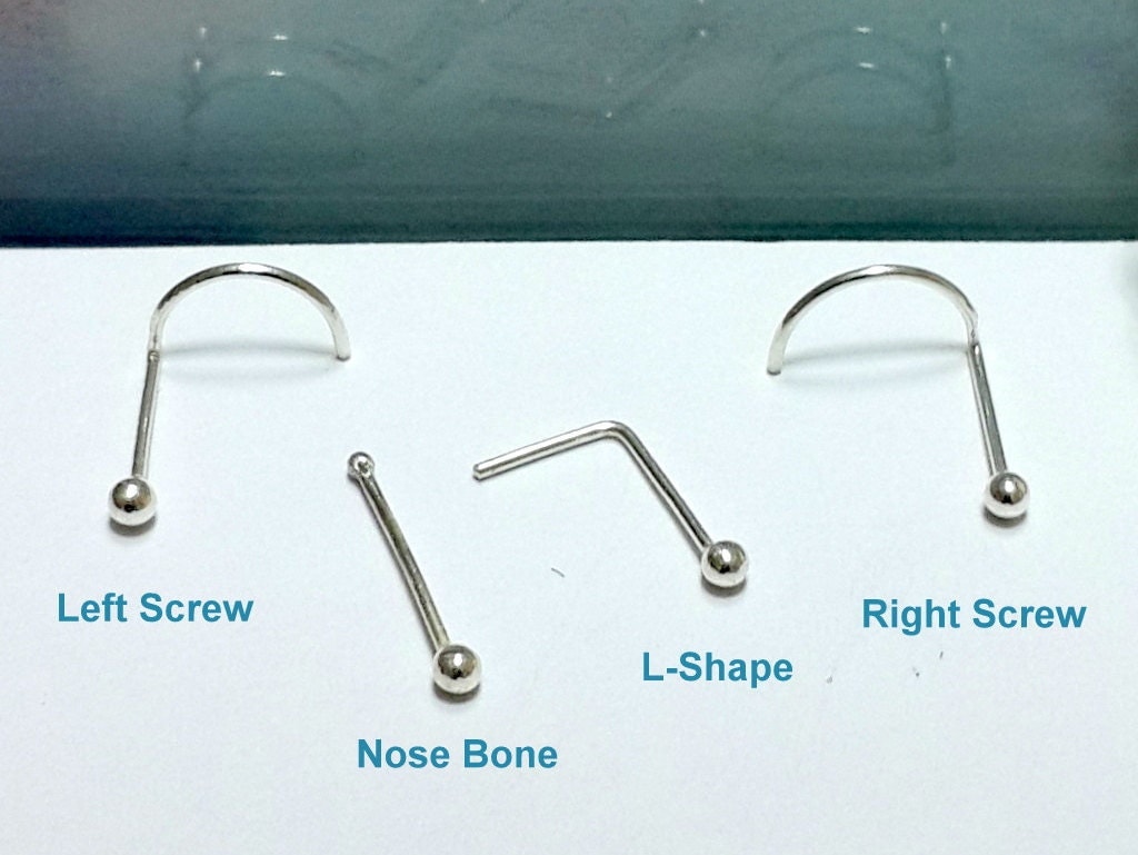 Tiny Nose Stud Nose screw Nose Bone LShape 925 Sterling