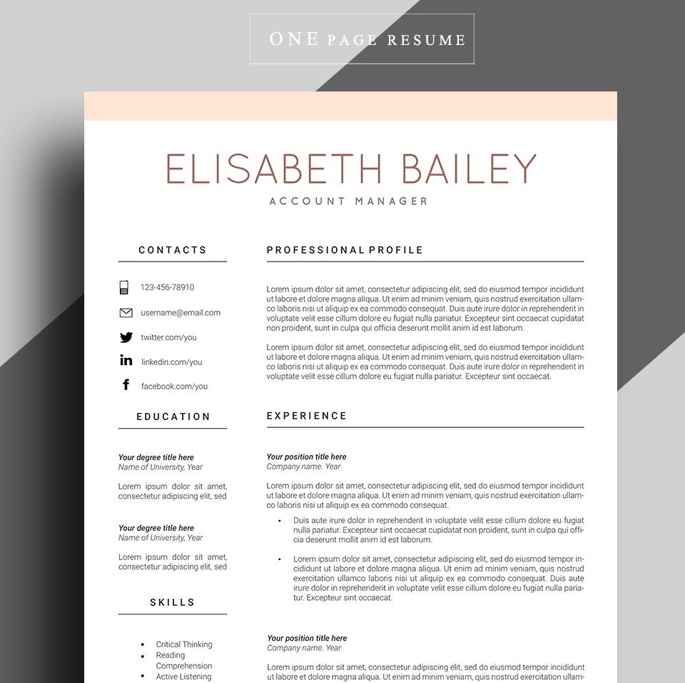 Resume template Cv template Professional resume template