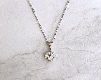 Wedding necklace - dainty necklace - crystal pendant - wedding jewelry - pendant necklace - bridal necklace - bridesmaid jewelry - silver