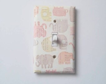 Elephant nursery - Vintage elephant light switch cover - Elephant Decor - Elephant Room Decor - Elephant baby shower - Elephant theme