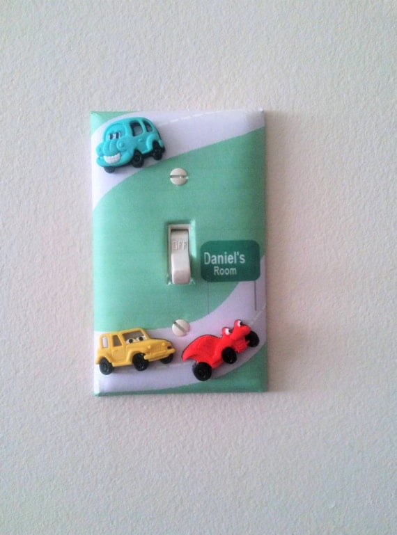 Car room decor Light switch cover Car Nursery by LullabyVisions
