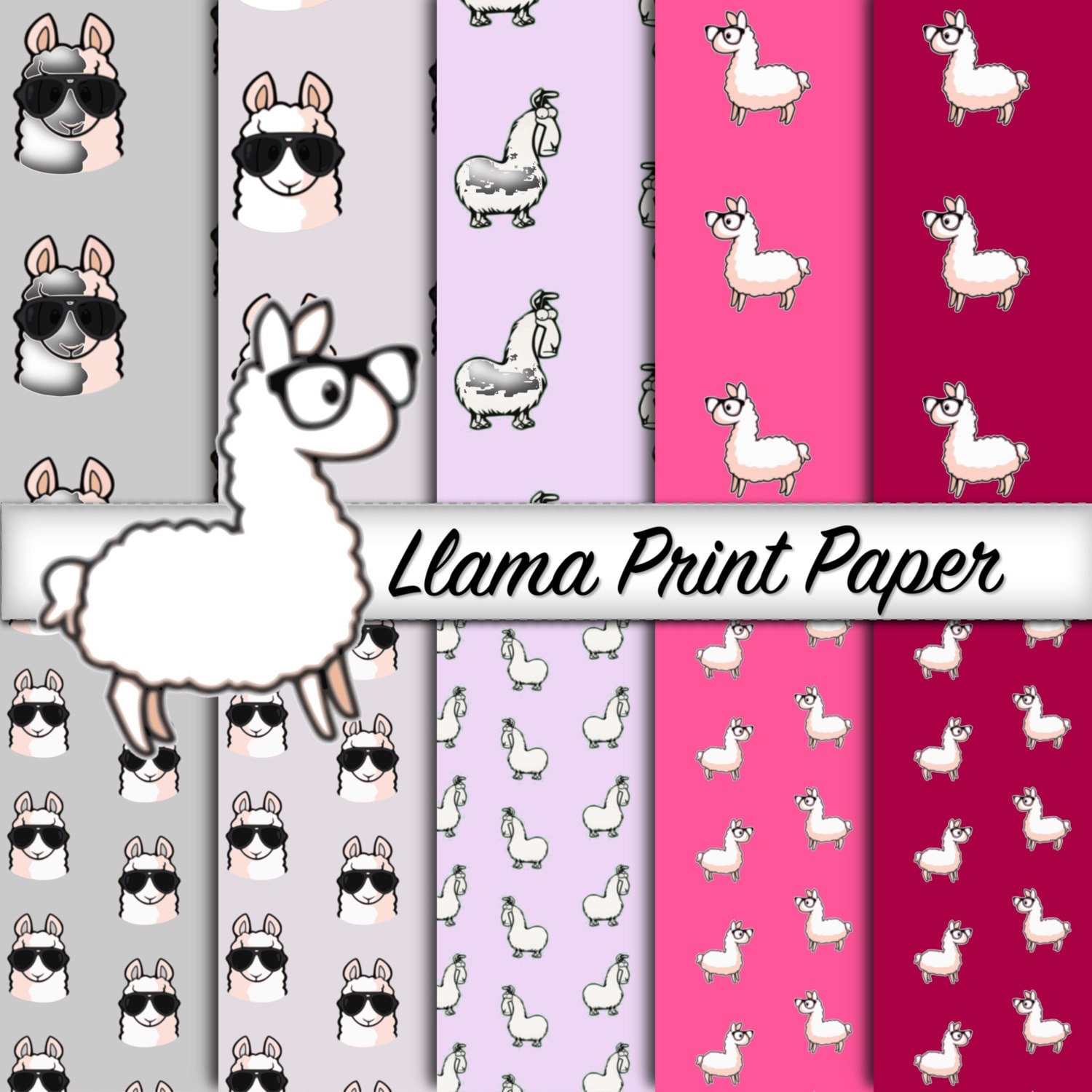 Llama Print Paper Llama Clip Art Paper Nerdy Llama Paper