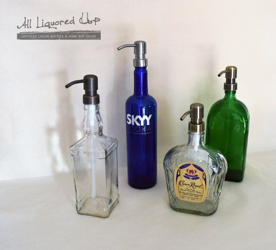 Liquor Bottle Soap Dispenser Glass Bottle Soap by AllLiquoredUp12