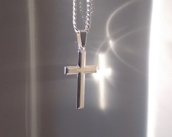 Man Cross Necklace, Boyfriend gift, Silver Cross Necklace, Mens Cross Necklace, Cross Necklace For Man, Cross Necklace Men, Gift, Chain