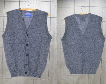 Mens Wool Sweater Vest • Classic Layering Sweater • Vintage Pendleton • Preppy Gray Vest • Men's Small